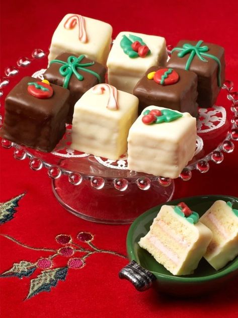 Christmas Petit Fours, Chocolate Almond Cake, Christmas Platter, Vermont Country Store, Christmas Food Gifts, New Year's Food, Soft Sugar Cookies, Chocolate Almond, Christmas Sweets