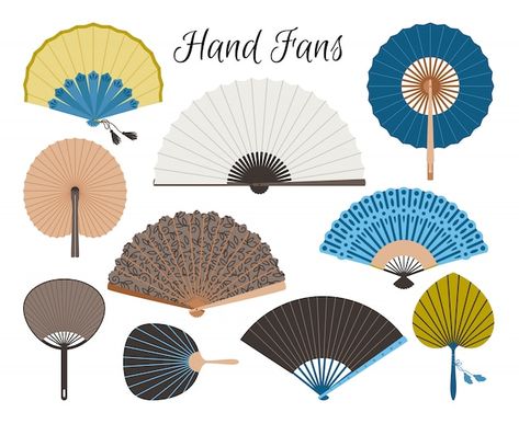 Asian fans set | Premium Vector #Freepik #vector #japanese-fan #japanese-culture #geisha #japanese-geisha Fan Image, Paint Vector, Chinese Brush Painting, Paper Fans, Japanese Crafts, Paper Folding, Japanese Paper, Cartoon Illustration, Painting Tutorial