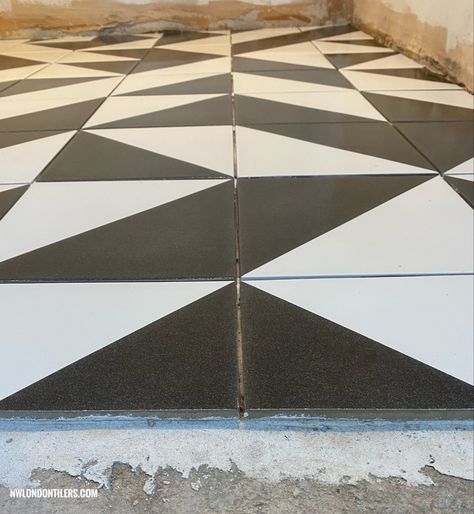 Premium quality wall and floor tile installation service in NW London and surrounding areas. Patterned Floor Tiles, Triangle Pattern, Tile Installation, Floor Patterns, Wall And Floor Tiles, Pantry, Contemporary Rug, Tile Floor, Flooring