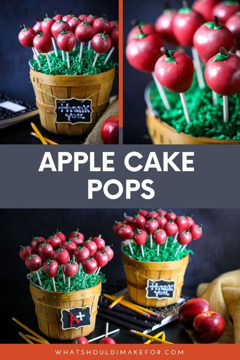 Back To School Cake Pops Ideas, Best Cake Pops, Cake Pop Recipes, Apple Cake Pops, Teacher Cakes, Apple Festival, Cake Ball, Ball Recipes, Crumble Cake