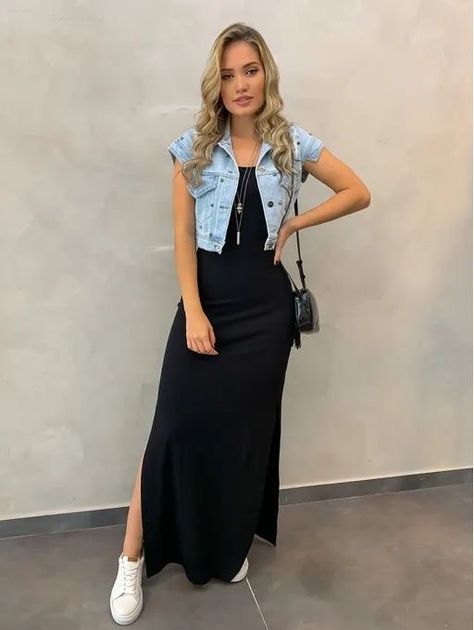 Vestido largo con zapatillas 🤭👌🏾 Casual Chic Outfits, Gaun Fashion, Elegante Casual, Causual Outfits, Casual Chic Outfit, Modest Outfits, Moda Fashion, Skirt Outfits, Look Fashion