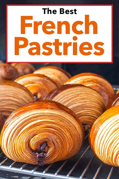 Pinterest image: photo of a croissants with caption reading "The Best French Pastries" French Custard Pie, Classic French Dessert Recipes, Classic French Pastries, French Breakfast Pastries, Pastry Ideas Creative, Best Pastry Recipes, Easy French Pastry Recipes, French Bakery Recipes, French Patisserie Recipes