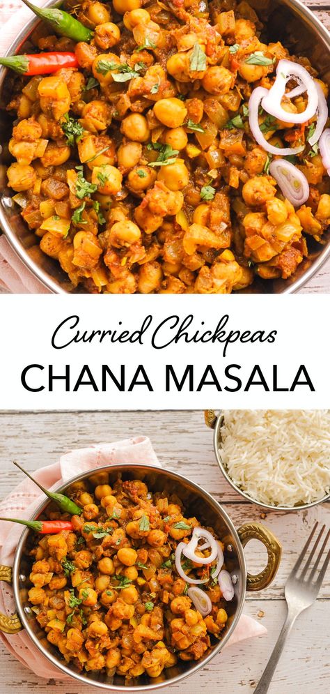 Indian Chickpea Curry, Curried Chickpeas, Chickpeas Curry, Garbanzo Bean Recipes, Chana Masala Recipe, South Indian Style, Vegan Curry, Pea Recipes, Easy Side Dish