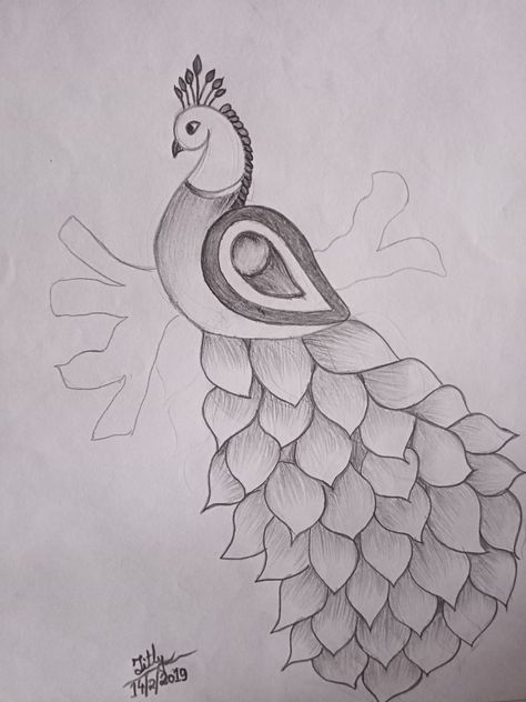 Peacock Outline Drawing Easy, Peacock Drawing Simple Easy, Peacock Drawing For Aari Work, Pencil Art Drawings For Aari Work, Peacock Drawing Pencil Sketch Beautiful, Peacock Sketch Pencil, Pecock Model Aari Work Drawing, Aari Drawing Design, Peacock Tracing Design