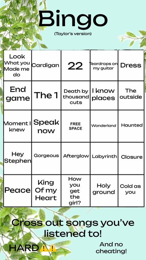 Taylor swift bingo! Taylor Swift Bingo, Taylor Swift Games, Taylor Swift Birthday Party Ideas, Taylor Swift Birthday, Bingo, Taylor Swift, Swift, Birthday Party