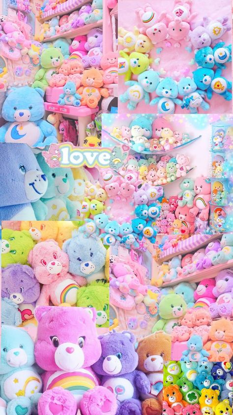 Care bears wallpaper #carebears #kidcore #plushies #pastel #pastelaesthetic Kidcore Plushies, Care Bears Aesthetic, Care Bears Wallpaper, Kidcore Room, Kidcore Wallpaper, Bears Wallpaper, Soft Kidcore Aesthetic, Care Bear Birthday, Soft Kidcore