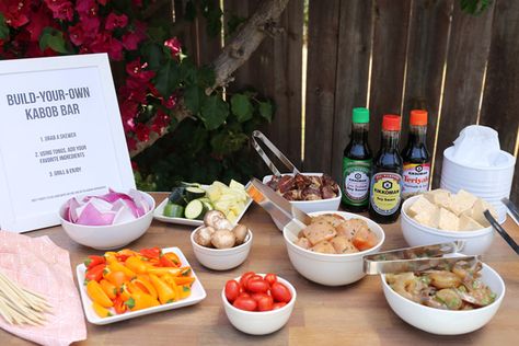 DIY Kabob Bar by Evite Diy Kabobs, Kabob Bar, Grilling Party, Build Your Own Bar, Grill Party, Easy Diys, Online Invitation, Food Inc, Bbq Party