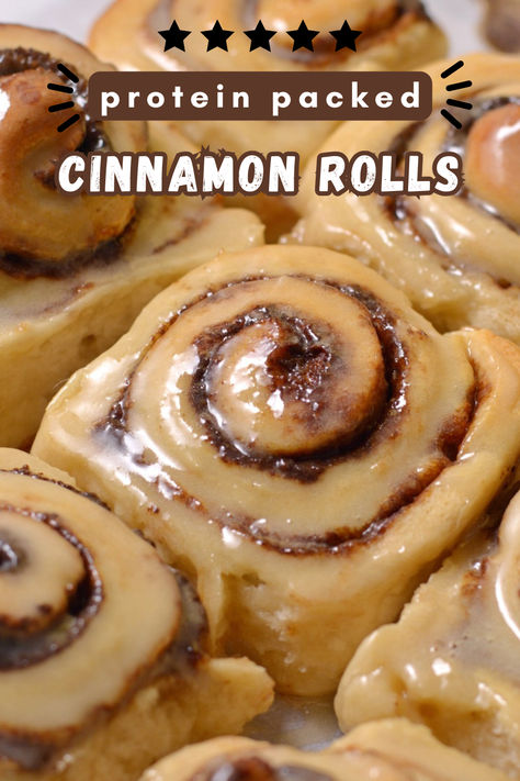 Cinnamon rolls with a sugar glaze on top. Protein Powder Cinnamon Rolls, High Protein Low Carb Cinnamon Rolls, Gluten Free Protein Cinnamon Rolls, Rice Protein Powder Recipes, Prodough Protein Recipes, Vanilla Protein Powder Recipes Breakfast, Protein Powder Baked Goods, Protein Powder Baking Recipes, Protein Cinnamon Rolls Healthy