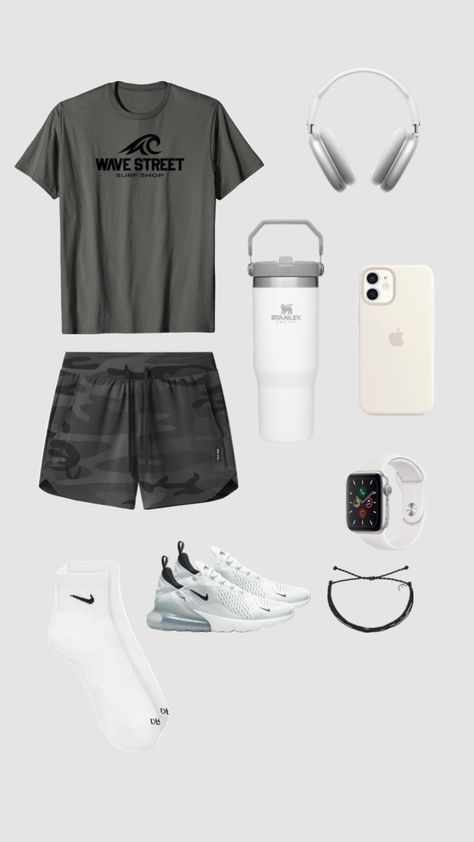 wave street shirt camo black grunge shorts nike air max maxes boys mens shuffles outfits inspo pura vida apple watch stanley iphone case Shuffles Outfits, Gym Ootd, Grunge Shorts, Gym Outfit Men, Everyday Casual Outfits, Outfits Hombre, Black Grunge, Workout Chart, Surf Tshirt