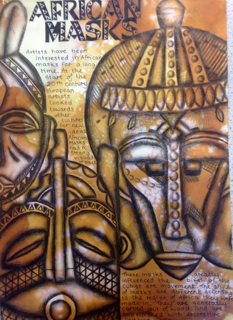 African Art project Harrop Fold School with Mrs Bryson. African Art Title Page Gcse, African Art Gcse, Culture Art Gcse, Cultural Masks, Benin Art, Benin Kingdom, African Art Projects, Textiles Sketchbook, Gcse Art Sketchbook