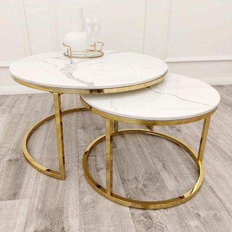 Round Gold Coffee Table, Contemporary Console Table, Marble Furniture, Coffee Table Dimensions, Gold Frames, Gold Coffee Table, Contemporary Coffee Table, Nesting Coffee Tables, Marble Side Tables