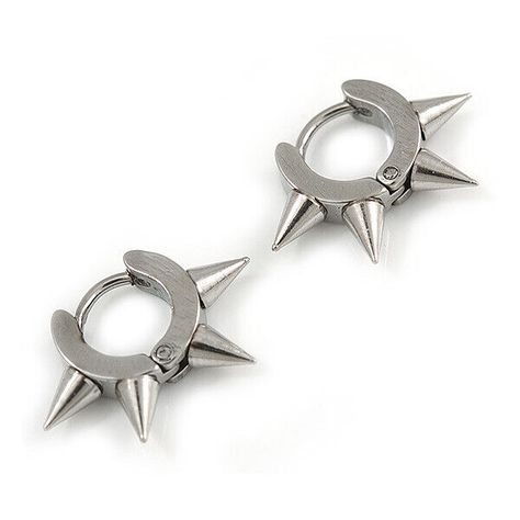 15mm Small Spiky Hoop Earrings In Silver Tone All eyes on you. Attract attention with these amazing 15mm Small Spiky Hoop Earrings In Silver Tone. Featuring a lightweight hoop design, crafted in silver tone metal and accented with the spikes. The hoop measures about 15mm in diameter and 3mm in width and secures with a snap pin to hold your earrings securely in place. Each earrings weight is about 2g. 15mm Small Spiky Hoop Earrings In Silver Tone product code: E04620 category: Hoop earrings, Earr Spiky Ring, Spiky Earrings, Summer Shopping List, Summer Shopping, Hoop Design, All Eyes, All About Eyes, Shopping List, Silver Earrings