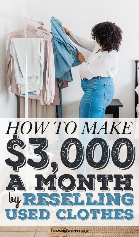 Do you want to make money selling clothes online? If you love thrifting, you can start a profitable flipping business by reselling used clothes. Click here for tips on how to sell on Poshmark. Best Place To Resell Clothes | Reselling Clothes | Buy Clothes For Resale How To Sell Thrift Clothes Online, Clothing Resale Photos, How To Resale Clothes, Reselling Clothes Photos, Thrifting For Profit, Thrift Reselling, Anthropology Clothing, Resell Business, Selling Used Clothes Online