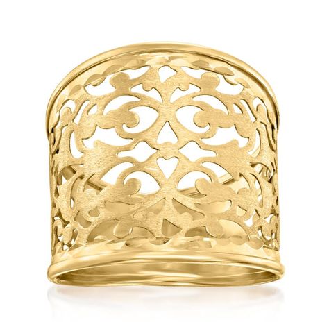 Italian 14kt Yellow Gold Filigree Ring Filigree Ring Gold, Fine Jewelery, Gold Filigree, Filigree Ring, Jewelry Rings, Ring Size, Fine Jewelry, Yellow Gold, Satin