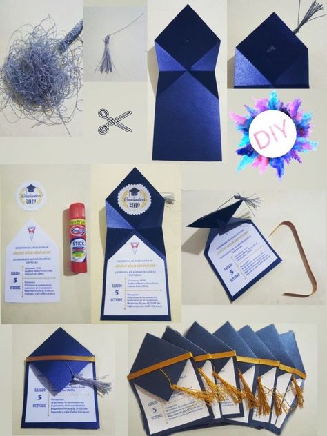 Diy Graduation Invitations, Invitation Card Design Handmade, Graduation Cards Diy, Graduation Invitations Diy, Handmade Invitation Cards, Graduation Cards Handmade, Ideas For House, Diy Graduation Gifts, Graduation Party Diy