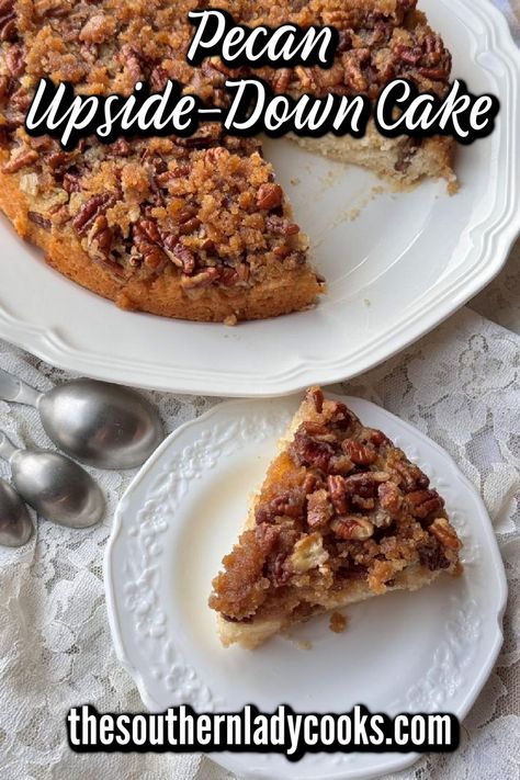 Pecan upside-down cake recipe is perfect for a small group or gathering. Easy with just a few ingredients. Moist and delicious with no mixer needed to make this treat. Pecan Upside Down Cake, Best Grill Recipes, Picnic Potluck, Two Layer Cakes, Southern Lady Cooks, Cakes Pastries, Quick Dessert, Country Recipes, Friends Food