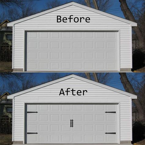 Magnetic Garage Door Decorative Hardware Kit Faux Garage Door Windows, Single Garage Door, Garage Door Hardware, Garage Door Windows, Garage Pergola, Sectional Garage Doors, Modern Garage Doors, Garage Door Types, Garage Door Styles