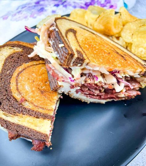 The Best Rachel Sandwich - Cook What You Love Rachel Sandwich, Cheese Slaw, Homemade Pastrami, Pastrami Sandwich, Rachel James, Red Meat Recipes, Sandwich Board, Coleslaw Mix, Best Sandwich