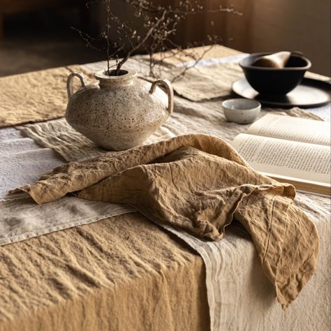 Embrace everyday rituals with our Basix Linen Napkin, designed to bring effortless elegance to your home while being a practical and versatile addition to the dinner table.The Basix Linen Napkin in Carmel is a sun-bleached caramel tone.Our linen napkins are a generous 45cm square and have been pre-washed and softened to achieve our signature relaxed, textural appeal. With a wide 2cm hem on all edges, each piece has a beautifully finished mitred corner.Layer our linen napkins over our Flocca Line Linen Tablescape, Wabi Sabi Table, Rustic Tablescape, Linen Runner, Summer Table, Warm Chocolate, Elegant Table Settings, Organic Forms, Warm Undertone