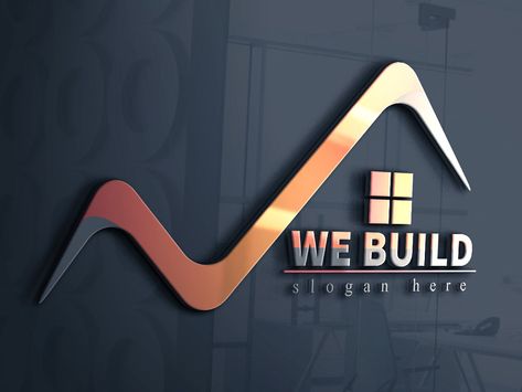 Logo Building Design, Build Logo, Building Logo Design, Logo For Company, Abstract Typography, Clean Logo Design, Logo Design Graphics, Construction Business Cards, Construction Logo Design