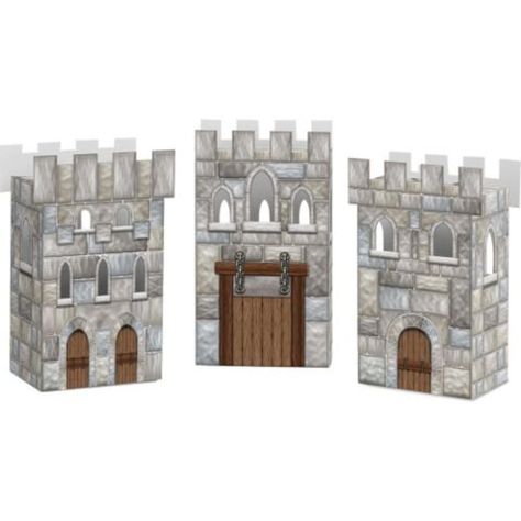 Medieval Castle Favor Boxes (Set Of 3) | Reduced Party Favors Supplies and Decorations Nella The Princess Knight, Baby Shower Princess Theme, Castle Party, Knight Party, Medieval Party, Princess Theme Birthday, Princess Theme Birthday Party, Dragon Party, Unique Favors