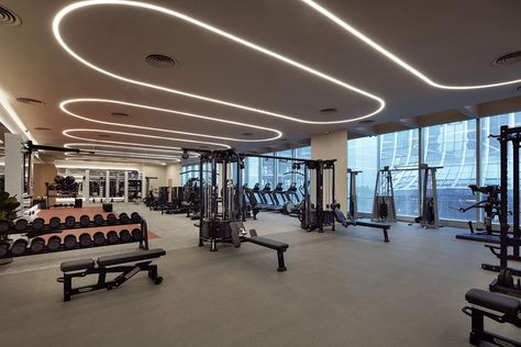 Kpop Dr Shifting, Dream Penthouse, Hybe Insight, Fitness Center Design, Gym Lighting, Gym Design Interior, Desain Pantry, Gym Interior, House Design Pictures