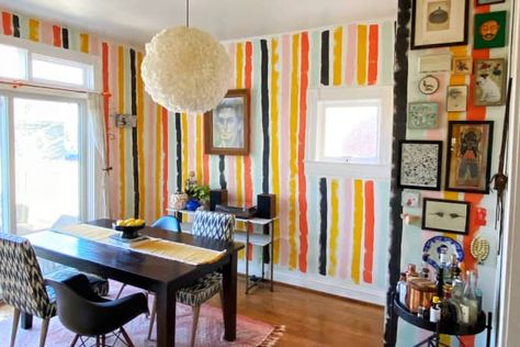 Every Room in a 115-Year-Old House Has Been Transformed With Colorful DIY Paint Diy Wall Paint, Mural Indoor, Wall Paint Ideas, Apartment Painting, Wall Inspiration, Diy Wall Painting, Painted Walls, Diy Chandelier, Design Rules