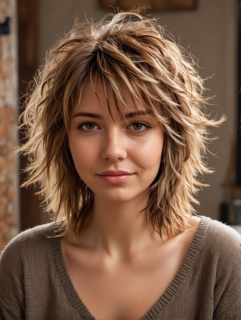 Short Wavy Hairstyles For Thinning Hair, Medium Octopus Haircut, Shag Haircuts For Medium Hair, Razor Shag Haircut Fine Hair, Women's Shag Haircut, Layered Cut Short Hair, Short Layered Shag Haircuts, Medium Length Shag Haircuts Modern, Medium Length Hair With Layers Over 50