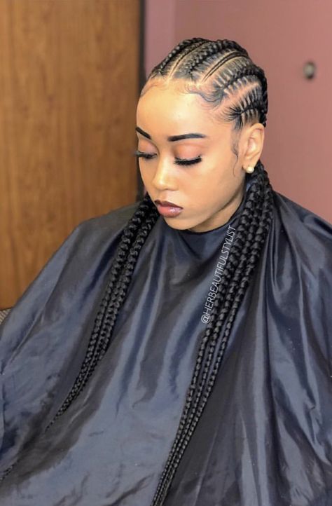 Straight Back Carrot Hairstyle, Cane Row Hairstyles, Cornrow In The Front Singles In The Back, Carrot Braids, Corn Rows With Singles In The Back, Corn Row Braids Black Women Cornrows Hairstyles, Criss Cross Cornrows Braids, Conroll Styles Pony, Carrot Hairstyles For Black Women