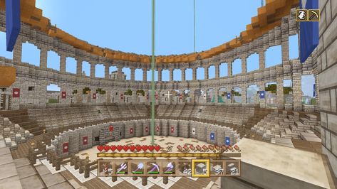 Dnd Colosseum, Fantasy Coliseum, Roman Temple Minecraft, Minecraft Arena, Minecraft Gladiator Arena, Minecraft Pvp Arena, Colosseum Battle Map, Gladiator Arena, Minecraft Blueprints