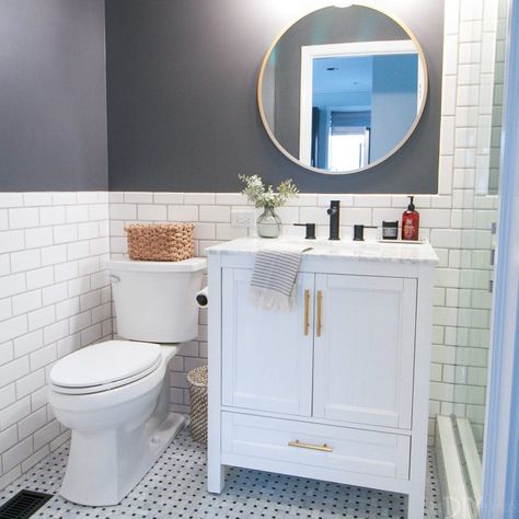 Peppercorn Bathroom, Bathroom Renovation Diy, Architecture Renovation, Diy Bathroom Makeover, Diy Playbook, Diy Bathroom Remodel, White Subway Tile, Ikea Pax, Toilet Storage