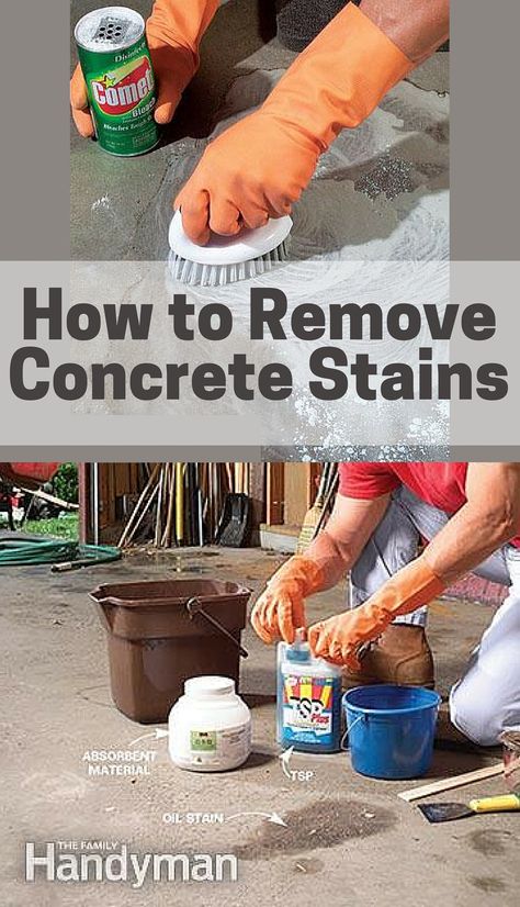 We'll show you how to get out three of the toughest stains—oil, paint and rust. The secret is to draw the stain out of the concrete. You can easily do this in a weekend with simple tools and special products. Pants Hacks, Remove Paint From Concrete, Concrete Stains, Cleaning Painted Walls, Glass Cooktop, Deep Cleaning Tips, Paint Remover, Stained Concrete, Cleaning Ideas