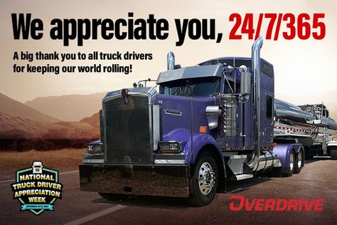 With the National Truck Driver Appreciation Week recognition effort well under way, a special message from all of us at Overdrive... National Truck Driver Appreciation Week, Kenworth W900, Thank You Messages, Truck Driver, All Of Us, 50 Years, The National, Clock, Thank You