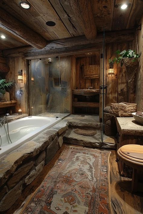 Rustic Bathroom Vanities, Barn Style House Plans, Cabin Bathrooms, House Dream, Rustic Bathroom Designs, Dream Life House, House Arch Design, Rustic Home Design, Rustic Bathrooms