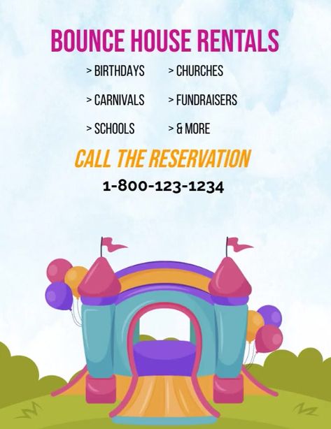 Bounce House Rental Flyer, Bounce House Rentals Business, Party Rentals Business, Snapchat Streaks, Bounce House Rentals, Social Media Posting Schedule, Bouncy House, Social Media Schedule, Event Flyers