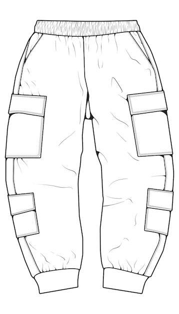 Men Cargo Pants, Design Outline, Sketch Style, Vector Template, Product Development, Clothing Design, Bts Lockscreen, Cargo Pants Men, Pants Men