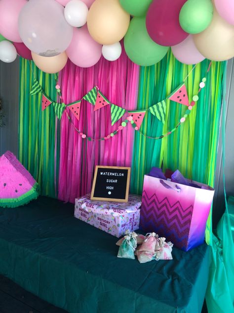 One In A Melon Party Decorations, Watermelon Theme Party Decorations, Diy Watermelon Decor Birthday Parties, Watermelon Themed Birthday Party Decorations, One In A Melon Decorations, Watermelon Party Ideas Decoration, Diy Watermelon Decor, Watermelon Backdrop, Watermelon Party Ideas