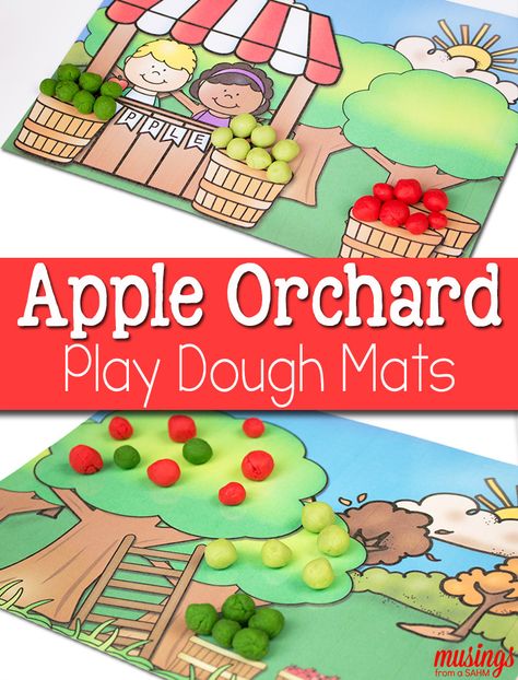 Celebrate fall and apple-picking season with these free printable Playdough Mats for kids. Young children will love this fun activity where they learn all about apples and practice fine-motor skills. Apple Playdough, Preschool Playdough Mats, Kindergarten Apples, Apple Lesson Plans, Preschool Playdough, Preschool Apple Theme, Apple Picking Season, Apple Lessons, Play Dough Mats