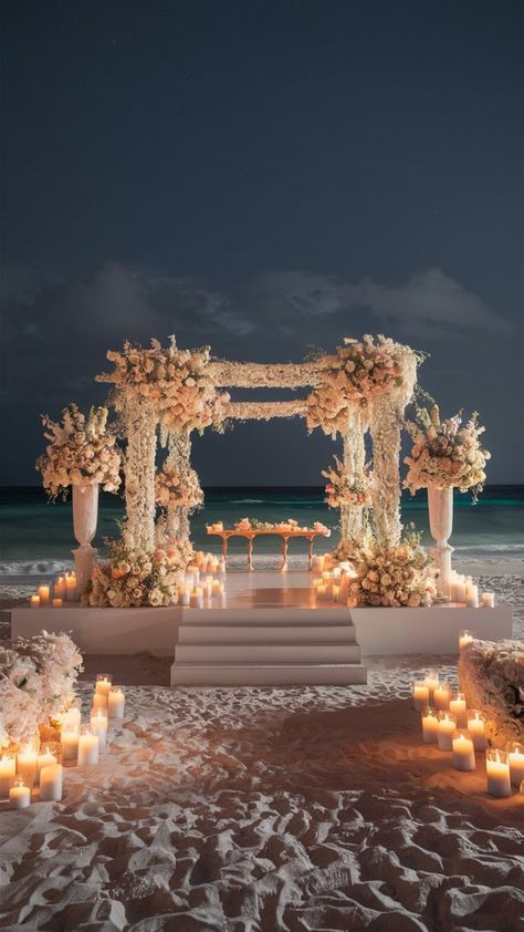 Wedding Ideas Big, Beach Wedding Inspo, Night Before Wedding, Small Beach Weddings, Beach Wedding Decor, Dream Marriage, Dream Wedding Reception, Oceanfront Wedding, Dream Beach Wedding