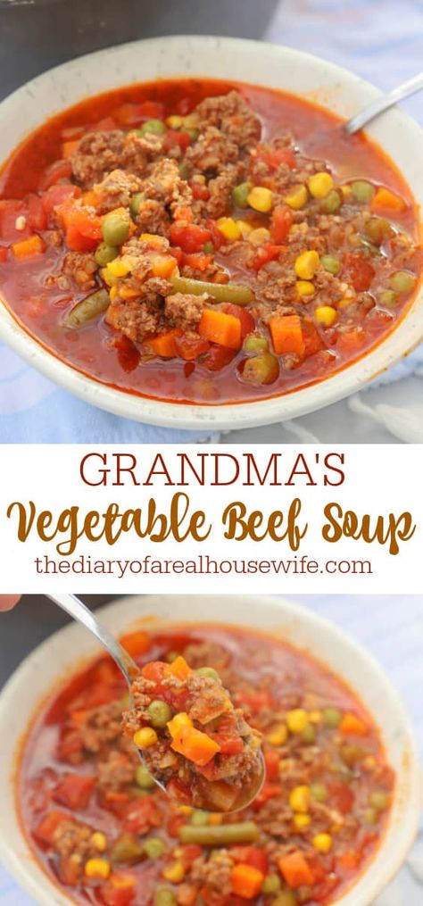 Homemade Veggie Soup With Beef, Beef And Vegetable Soup Recipes, Busy Day Vegetable Soup, Vegetable Beef Soup With Canned Veggies, Vegetable Soup Recipes Beef, Easy Homemade Vegetable Beef Soup, Crock Pot Beef Vegetable Soup Recipe, Veg Beef Soup Recipes Crock Pot, Vegetable Ground Beef Soup Crockpot