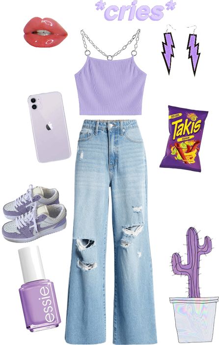 Summer Purple Outfit Ideas, Purple And White Concert Outfit, Purple Concert Outfit, Guts Outfit, Purple Outfit Ideas, Comfy Outfit For School, Clothes Polyvore, Pop Concert Outfit, Concert Outfit Casual