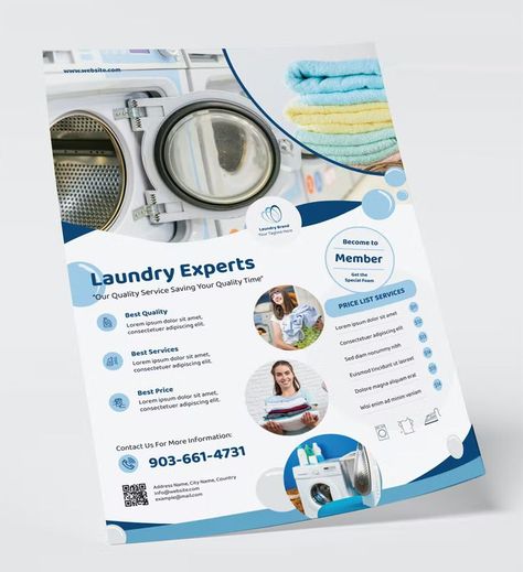 Laundry Service Flyer Template AI, EPS, PSD Laundry Brochure, Service Flyer Design, Laundry Logo, Laundry Business, Laundry Design, Commercial Cleaning, Laundry Service, Carpet Design, How To Clean Carpet