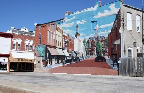 Bedford, IA : Bedford Mural of Bedford Downtown photo, picture, image (Iowa) at city-data.com Downtown Murals, Mural Outdoor, Kitchen Mural, Outdoor Murals, Mural Ideas, Murals Street Art, Vinyl Siding, Old Town, Iowa