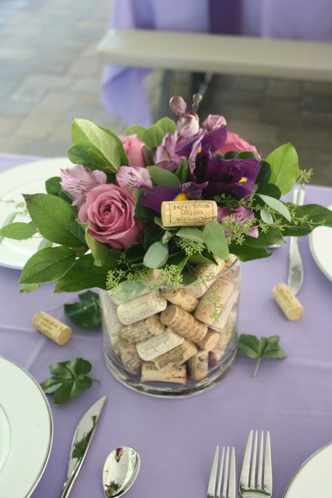 Wine Inspired Centerpieces, Vineyard Theme Birthday Party, Wine Cork Centerpiece Ideas, Wine Tasting Centerpiece Ideas, Wine Tasting Birthday Party Ideas Decor, Wine Tasting Party Table Decor, Wine Party Centerpiece Ideas, Wine Themed Retirement Party, Wine Theme Centerpieces