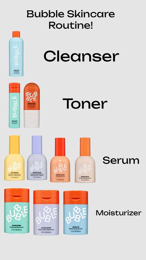 Bubble skincare routine! Bubble Moustiriser, Skin Care Bubble, Bubble Skincare Routine, Ulta Skin, Bubble Skin Care, Skincare Bubble, How To Make Bubbles, Bubble Skincare, Teen Skincare