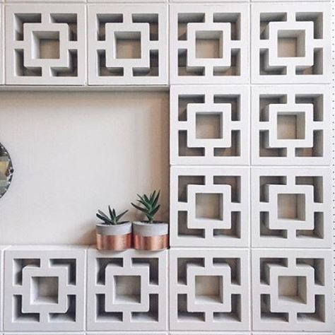 Breeze blocks as a wall feature Decorative Concrete Blocks, Roster Beton, Breeze Block Wall, Pattern Concrete, Screen Block, Concrete Block Walls, Breeze Blocks, Precast Concrete, Cinder Block