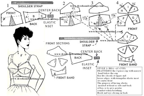 TUTORIAL - HOW TO draft a bra style 1...#diy#sewing#patternmaking# Sewing Bras, Moda Academia, Pattern Drafting Tutorials, Bra Sewing Pattern, Lingerie Patterns, Patron Vintage, Bra Sewing, Bullet Bra, Sewing Lingerie