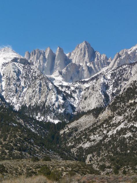 Mount Whitney. Lone Pine, CA. Highest point in contiguous US.....brings back lots of ranch memories Lone Pine California, Badwater Basin, Mt Whitney, Mount Whitney, Lone Pine, Sierra Nevada Mountains, Beautiful Scenes, Google Search Console, Good Weekend