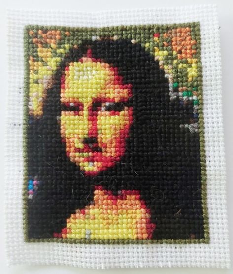 Mona Lisa Embroidery, Classic Art Cross Stitch, Mona Lisa Cross Stitch Pattern, Famous Art Cross Stitch, Famous Painting Cross Stitch, Pix Art, Cross Stitch Patterns Flowers, Cross Stitch Samplers, Needle Arts