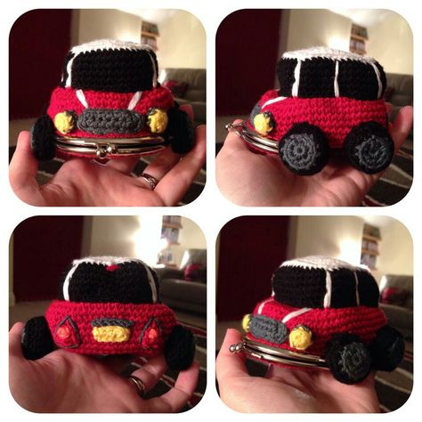 Car wallet Crochet Mini Cooper, Mini Cooper, Crochet Necklace, Crochet Hats, Wallet, Crochet, Hats, Quick Saves